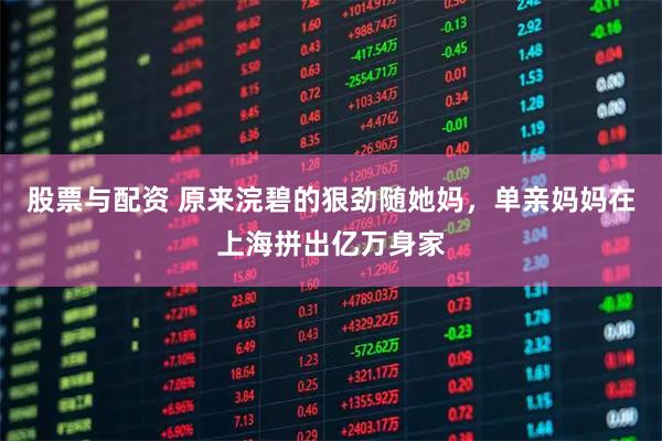 股票与配资 原来浣碧的狠劲随她妈，单亲妈妈在上海拼出亿万身家
