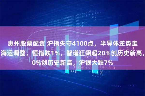 惠州股票配资 沪指失守4100点，半导体逆势走强，贵金属、海运调整，恒指跌1%，智谱狂飙超20%创历史新高，沪银大跌7%